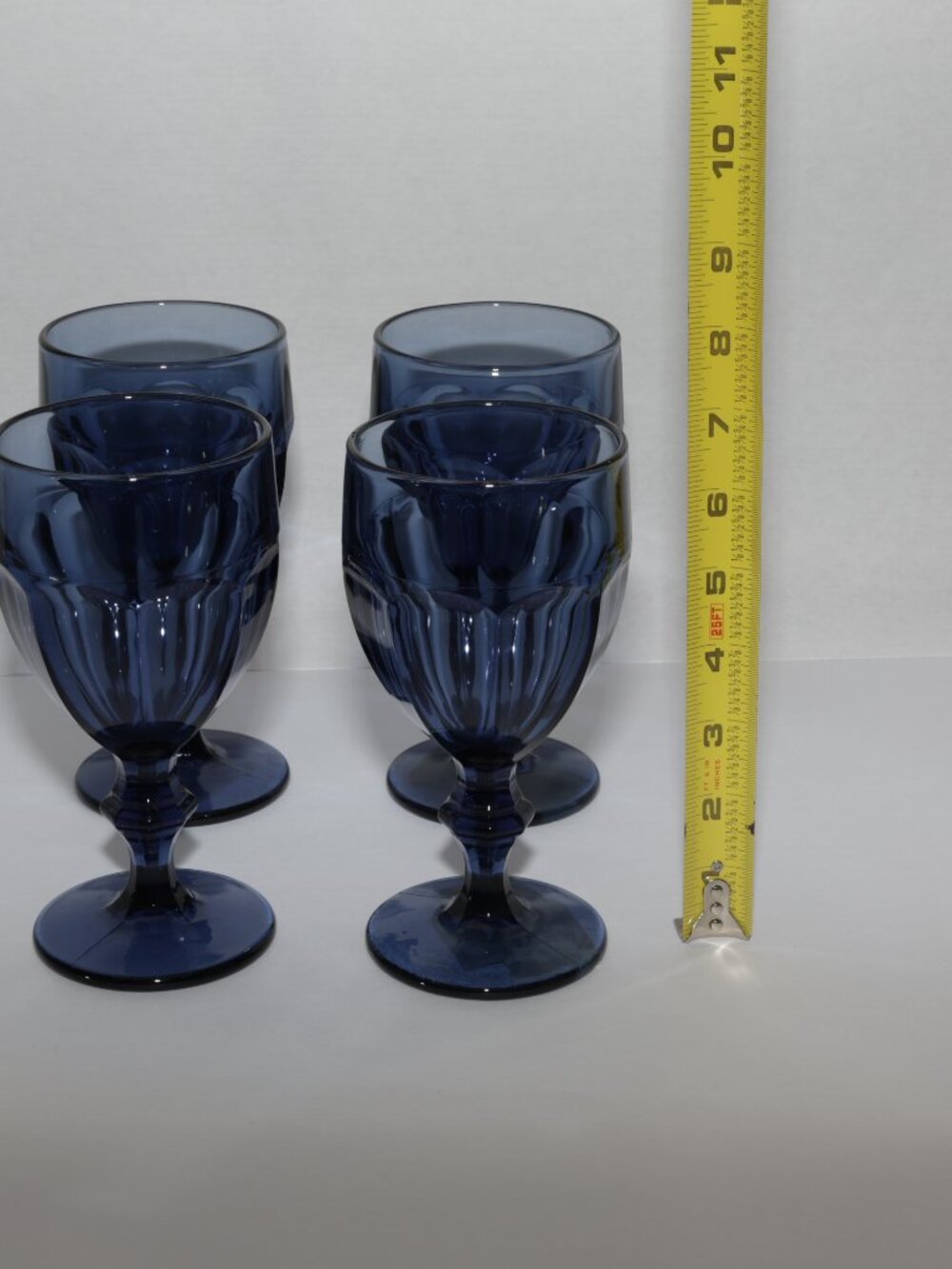Libbey DuraTuff Blue Goblets Set of 4 Gibraltar Water Wine Glasses Vintage USA - Picture 3 of 5